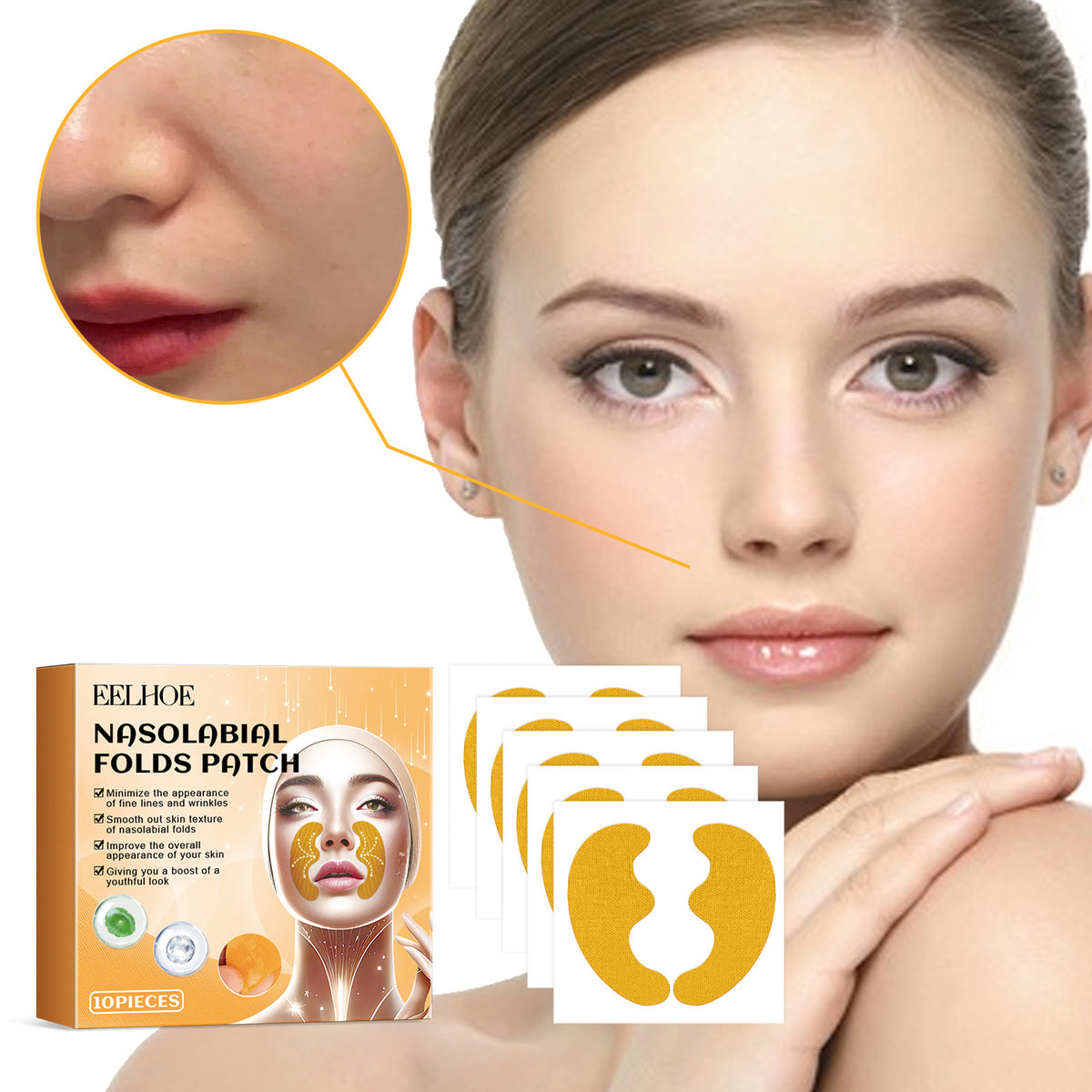 Facial Tightening Patches 10pcs - Moisturizing Skin Lift & Firming Mask