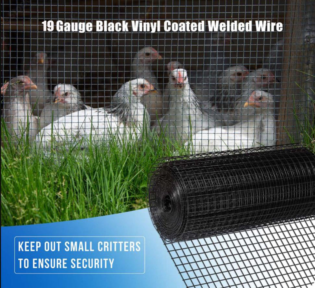 Black Metal Wire Fence - 24 inch x 50 ft Hardware Cloth for Poultry & Garden