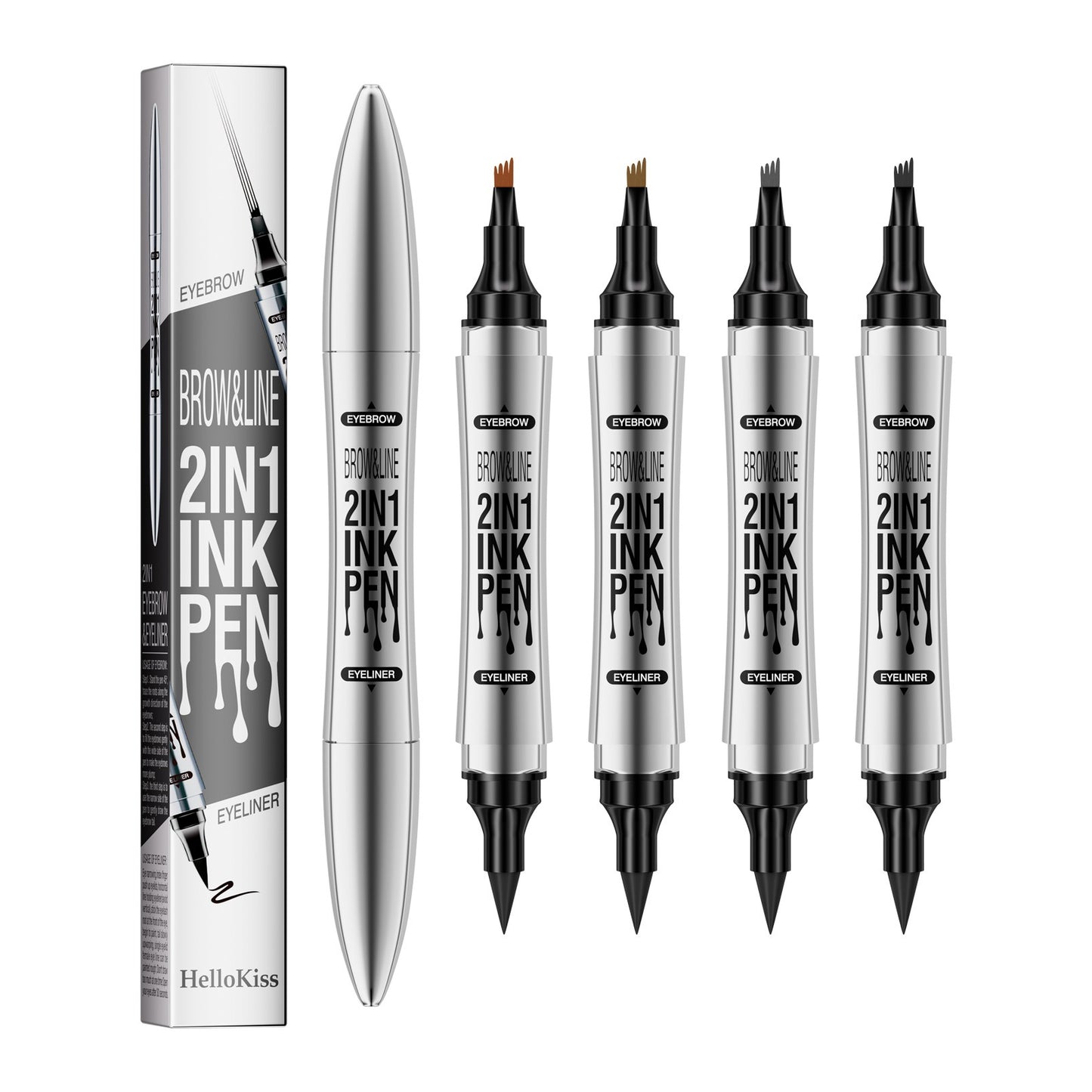 2-in-1 Microblading Eyebrow Pen with 4-Fork Tip and Eyeliner