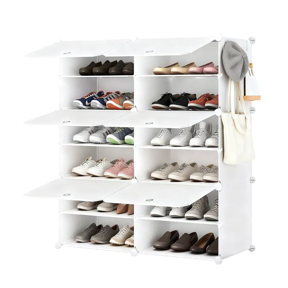 Shoe Rack Storage Cabinet, 8-layer Cabinet With Door, Stackable And