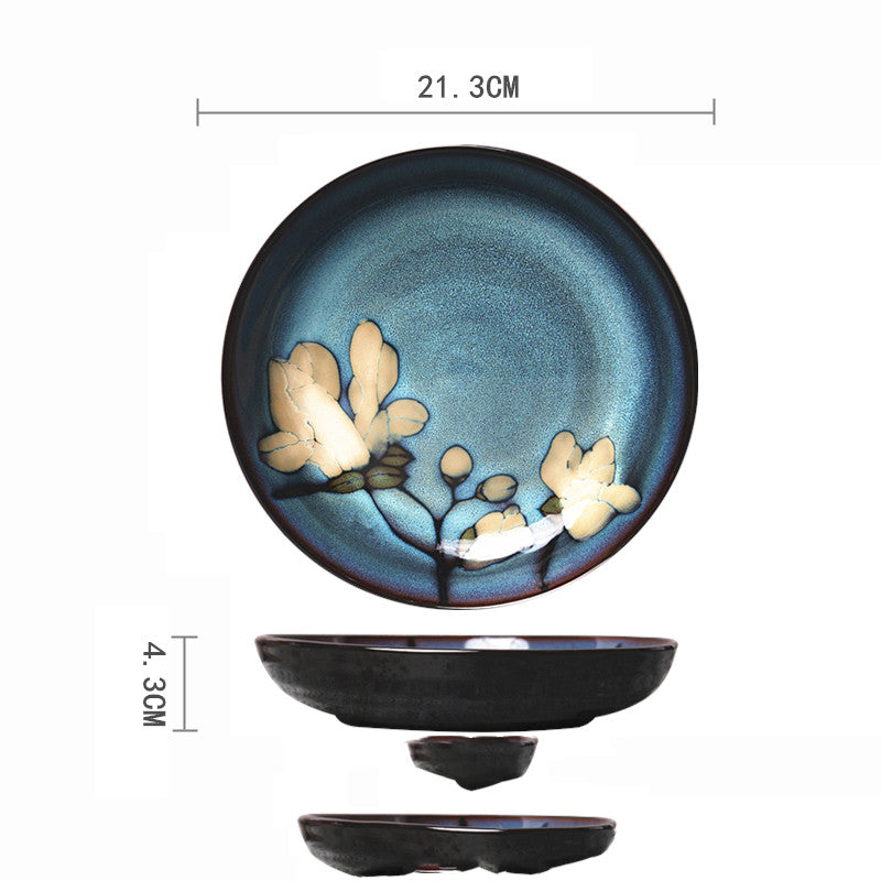 Ceramic Hand-Painted Western Style Breakfast Plate 8 Inch Microwave Safe