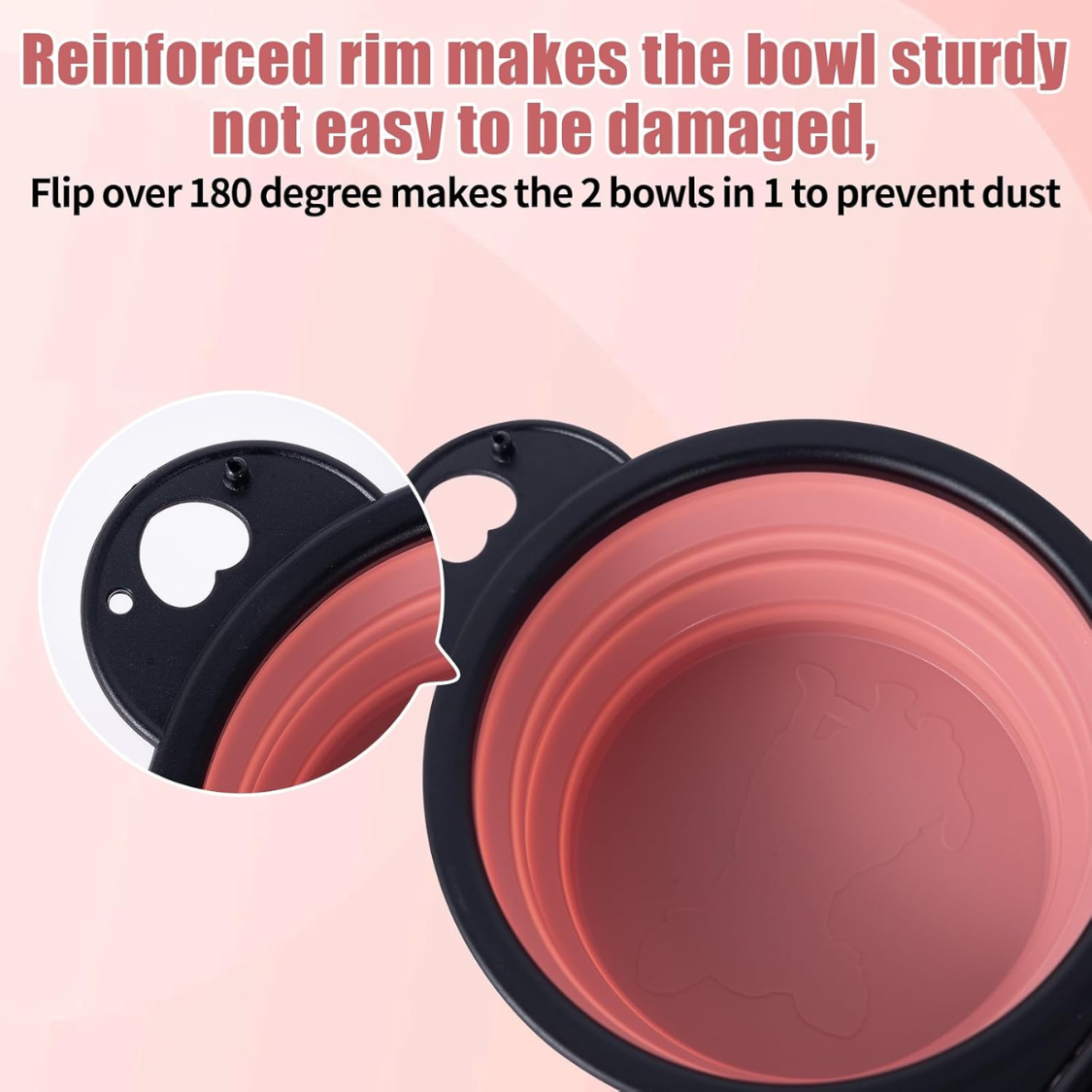 Foldable Dog Travel Bowls with Reinforced Rim & Lock Clips - 180° Flip Design