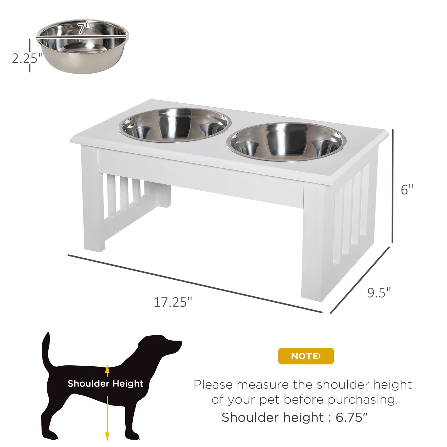 Small Elevated Dog Feeding Station with Stainless Steel Bowls and Wooden Frame