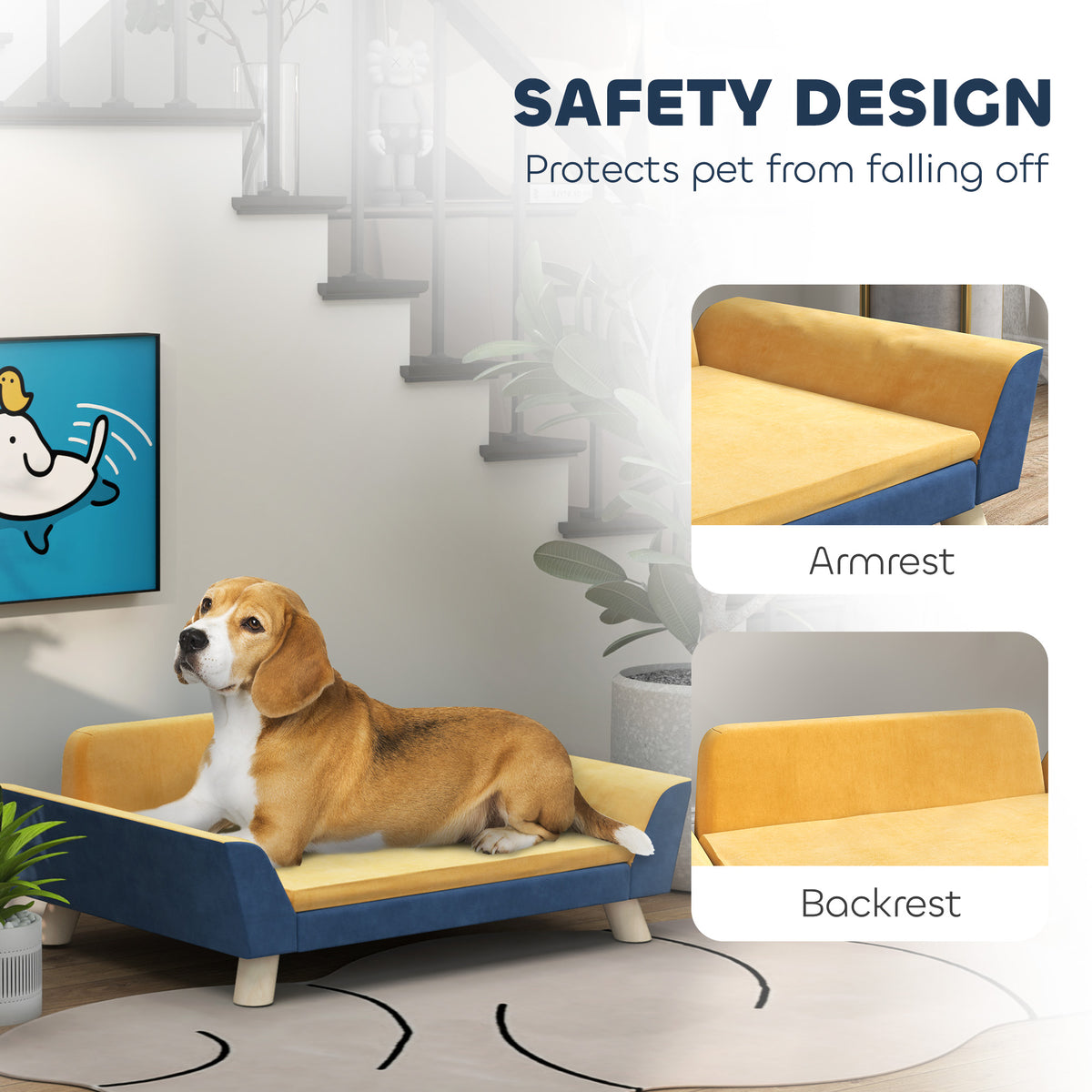 Small Dog Sofa Bed with Washable Cushion Non-Slip Feet Orange 820x230x560mm