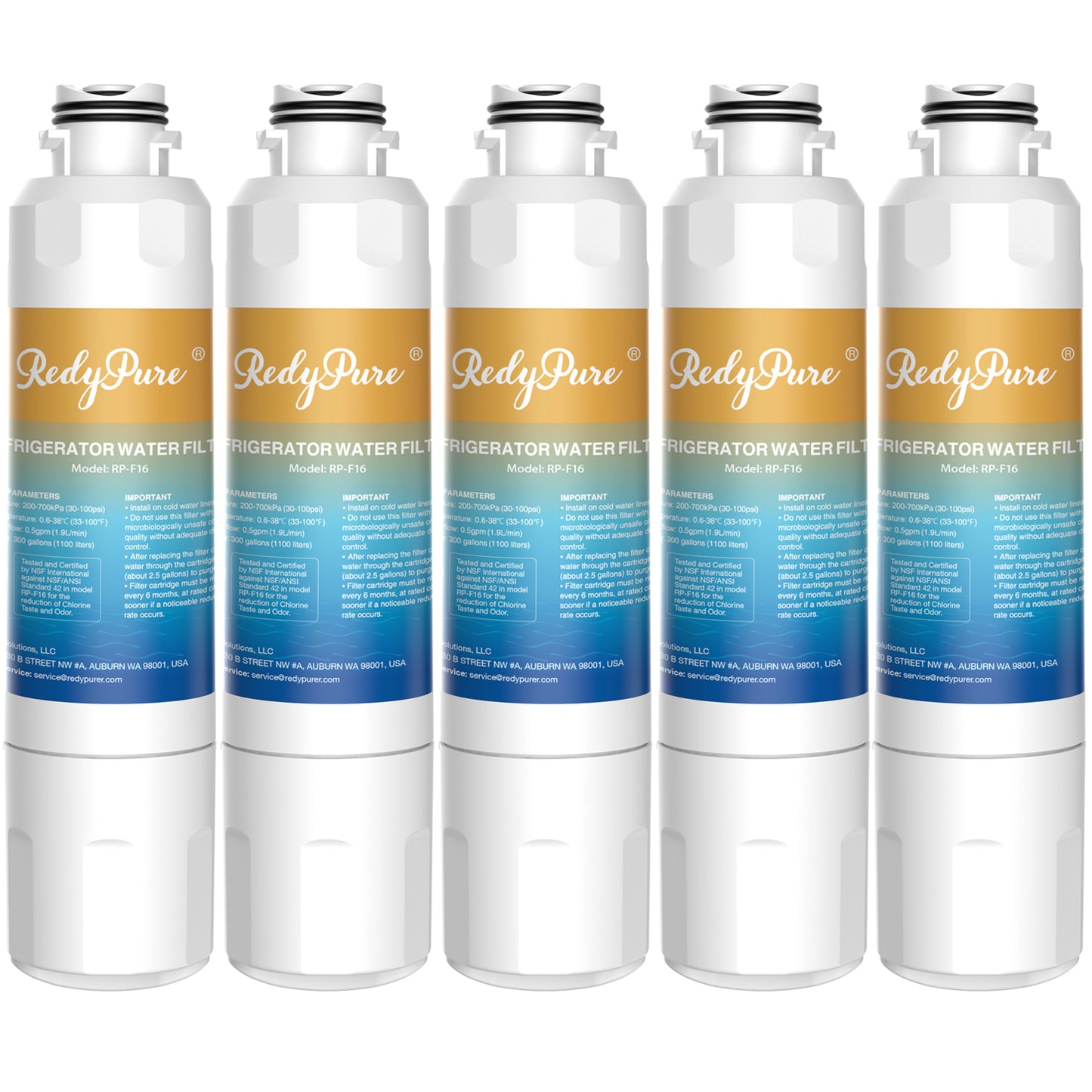 Refrigerator Water Filter Replacement - 5 Pack, NSF Certified