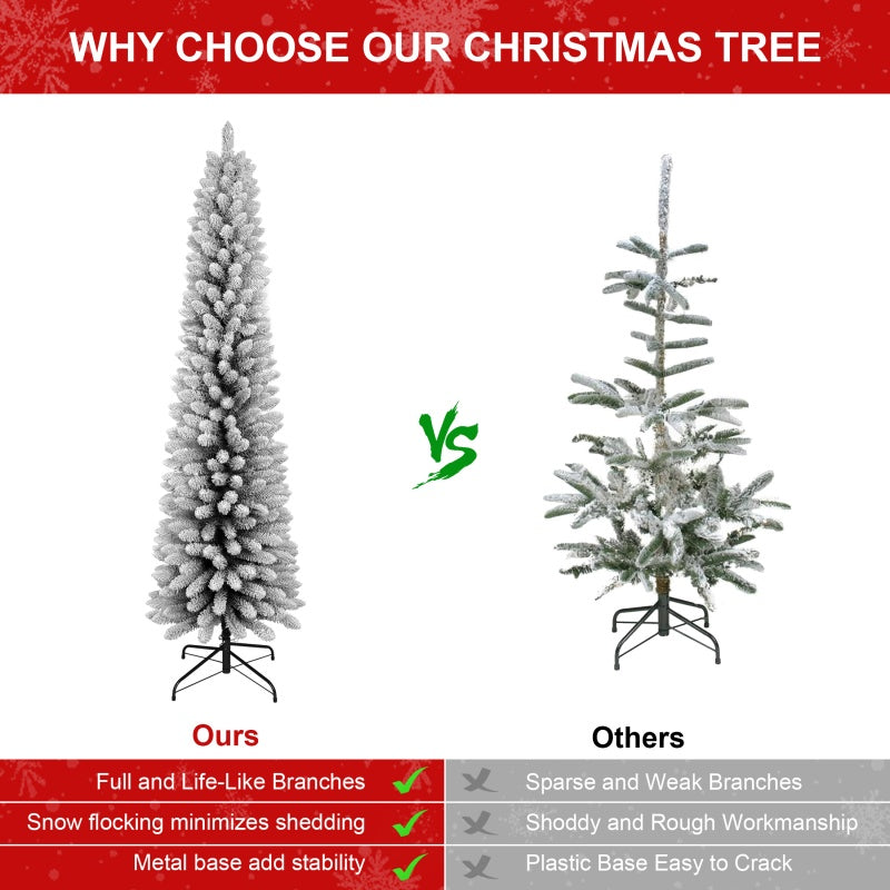 PVC Flocked Christmas Tree - Multiple Heights Available