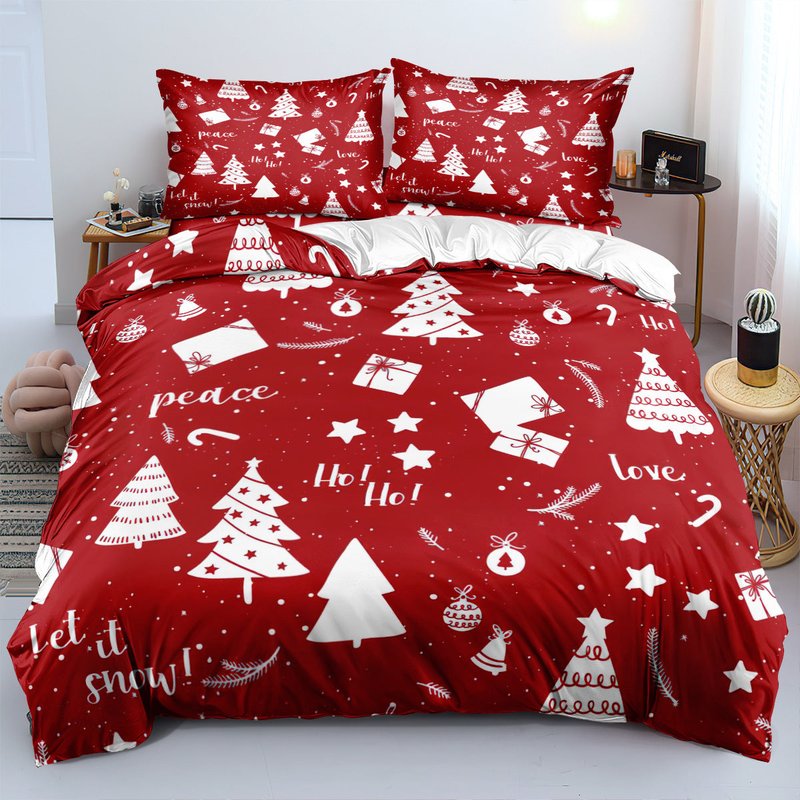 Christmas Series Bedding Set Multiple Sizes & Patterns - Three-Piece Polyester Cotton