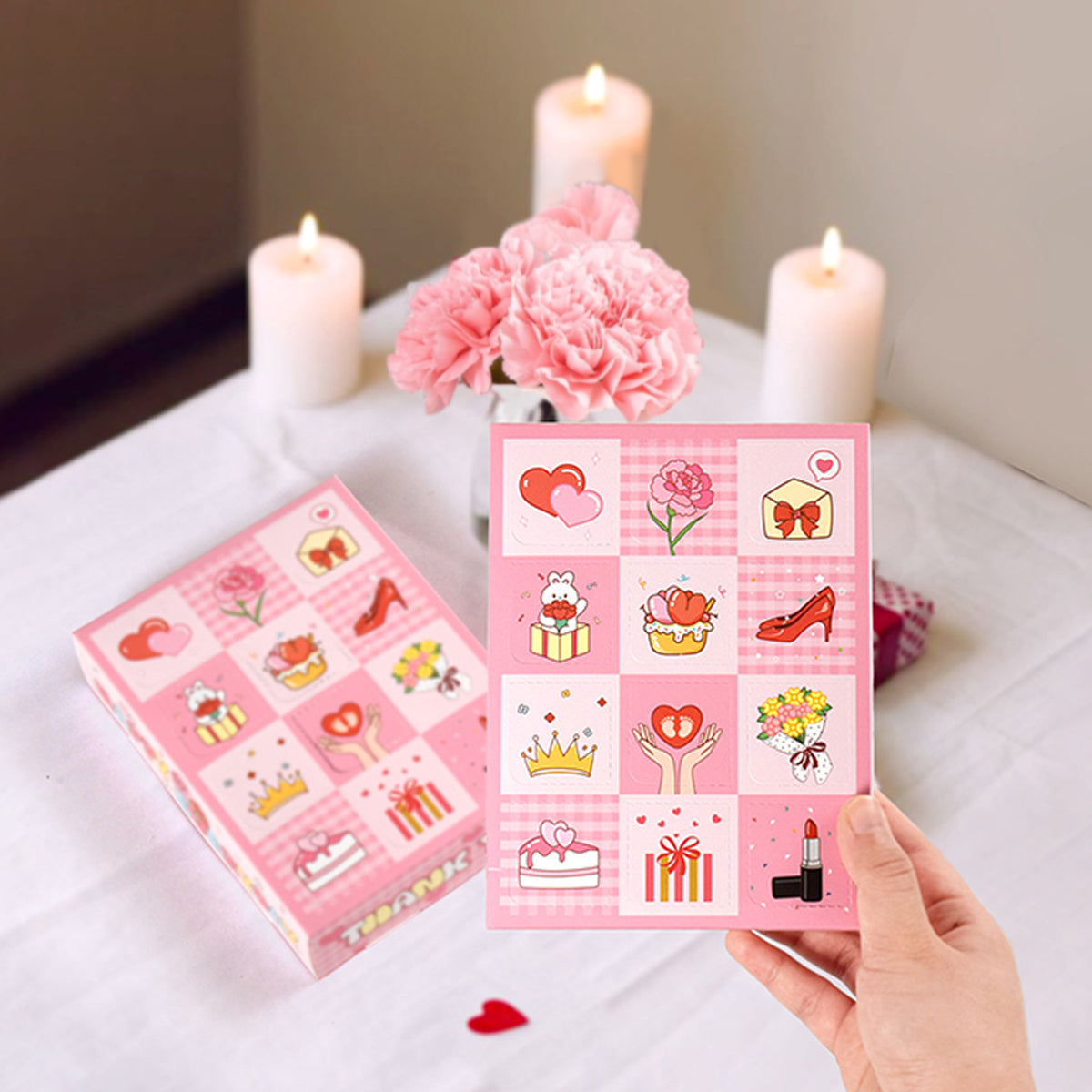 15-Pack Paper Bakery Gift Boxes with Dividers - Pink