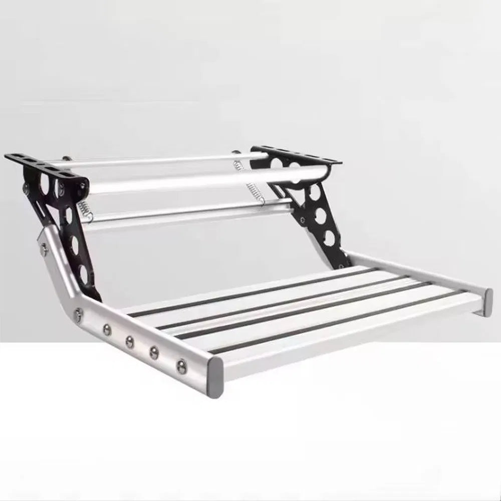 Manual RV Step with Anti-Slip Pedals Aluminum Alloy Durable Portable