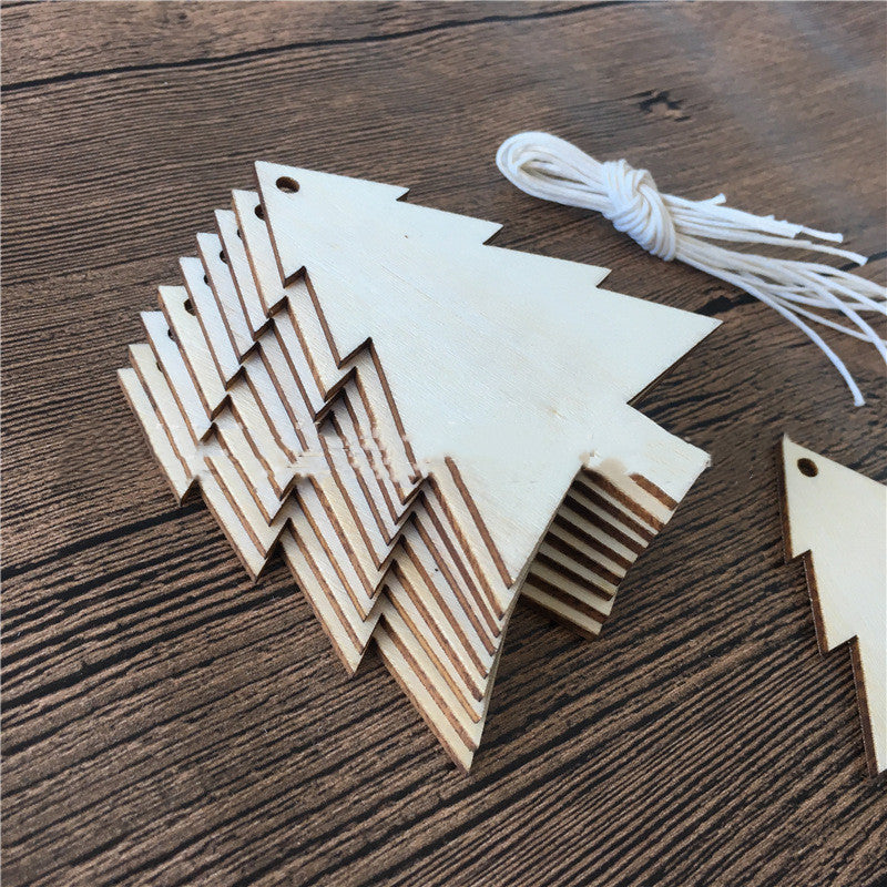 Wooden Christmas Hanging Decorations Set - Hand-Carved Festive Ornaments