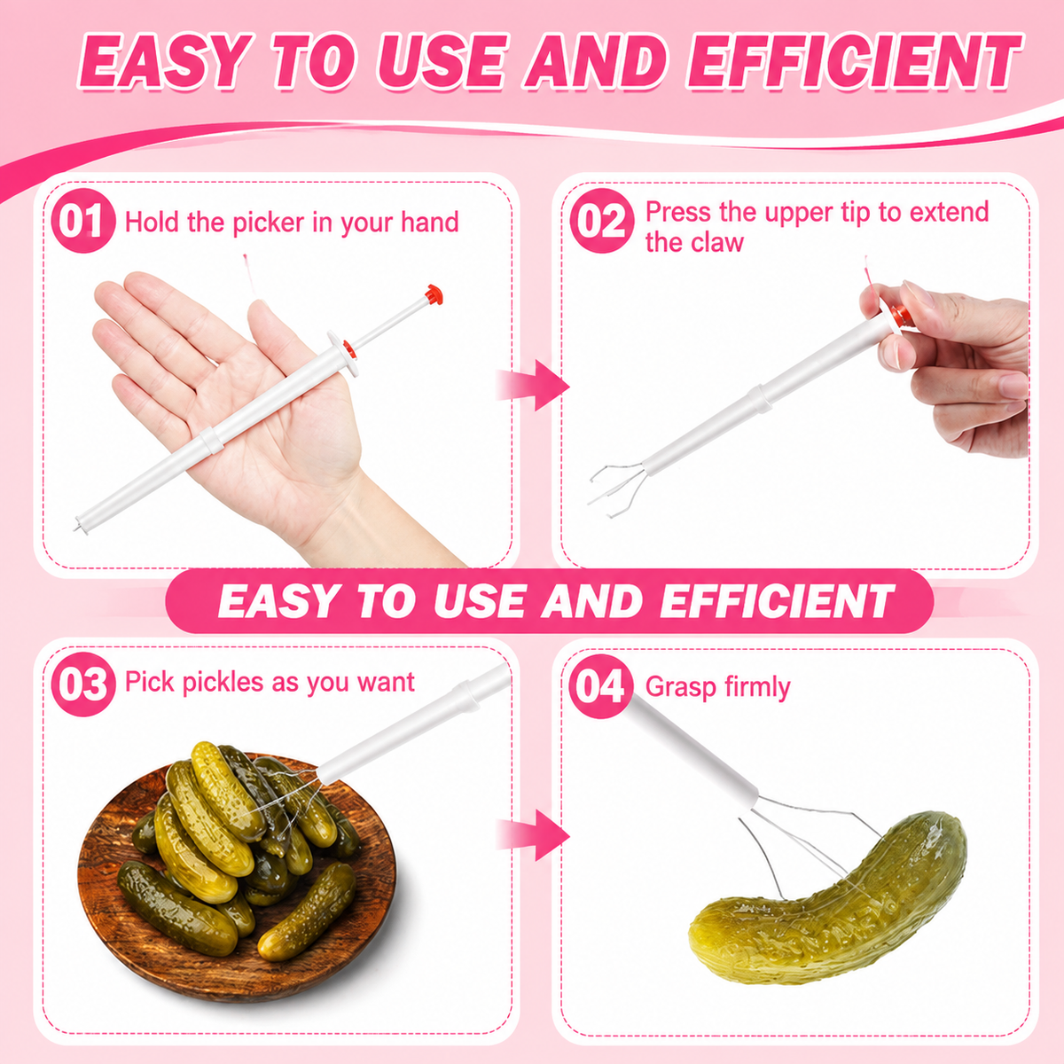 Stainless Steel Pickle and Food Picker - Multi-Functional Kitchen Tool
