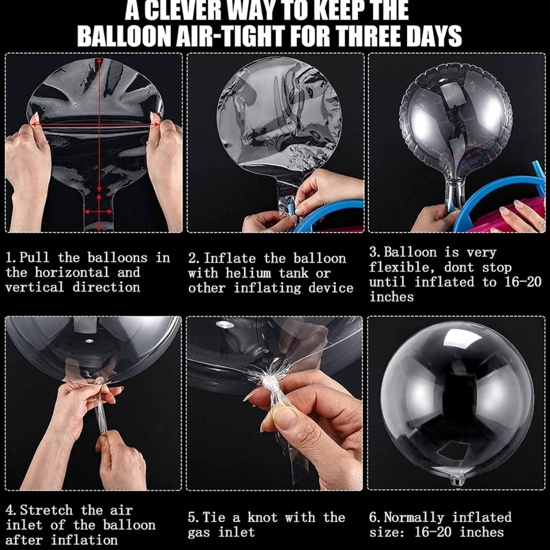 20 Inch Clear Bobo Balloons - 10 Pack for Party Decorations