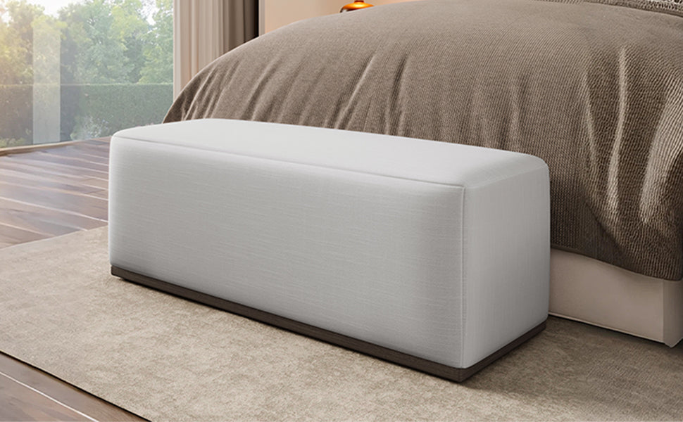 Elegant White Footstool - Comfortable Wooden Ottoman