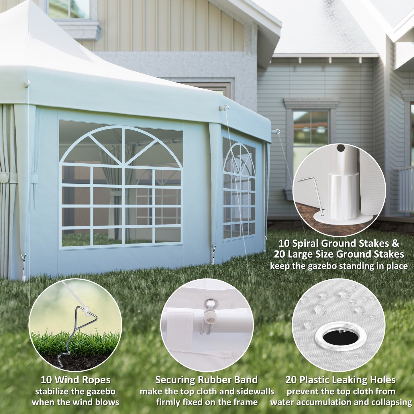 Extra-Large White Canopy Party Tent with 2 Doors - 29x21 ft