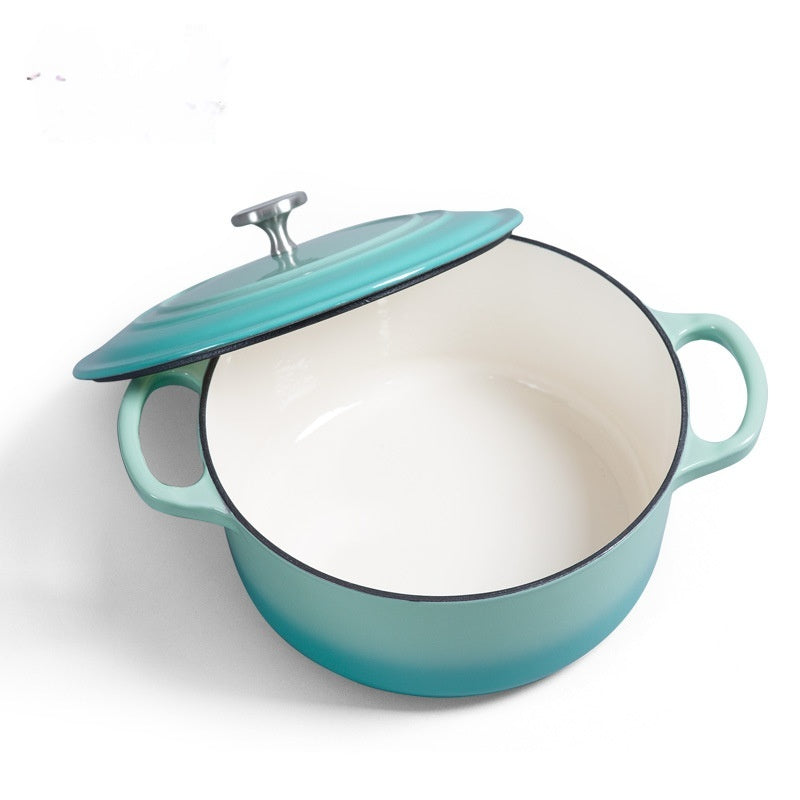 Enamel Cast Iron Soup Pot with Thickened Wall - 2.1-3L, Multiple Colors