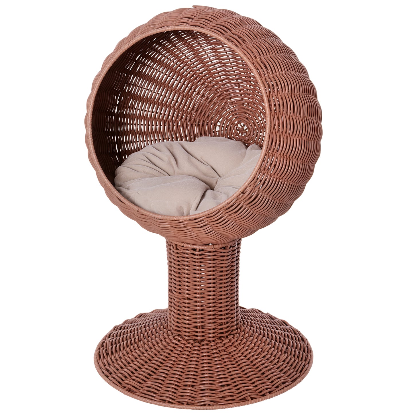 Elevated Cat Bed with Rotatable Egg Chair - Brown, 450x430mm