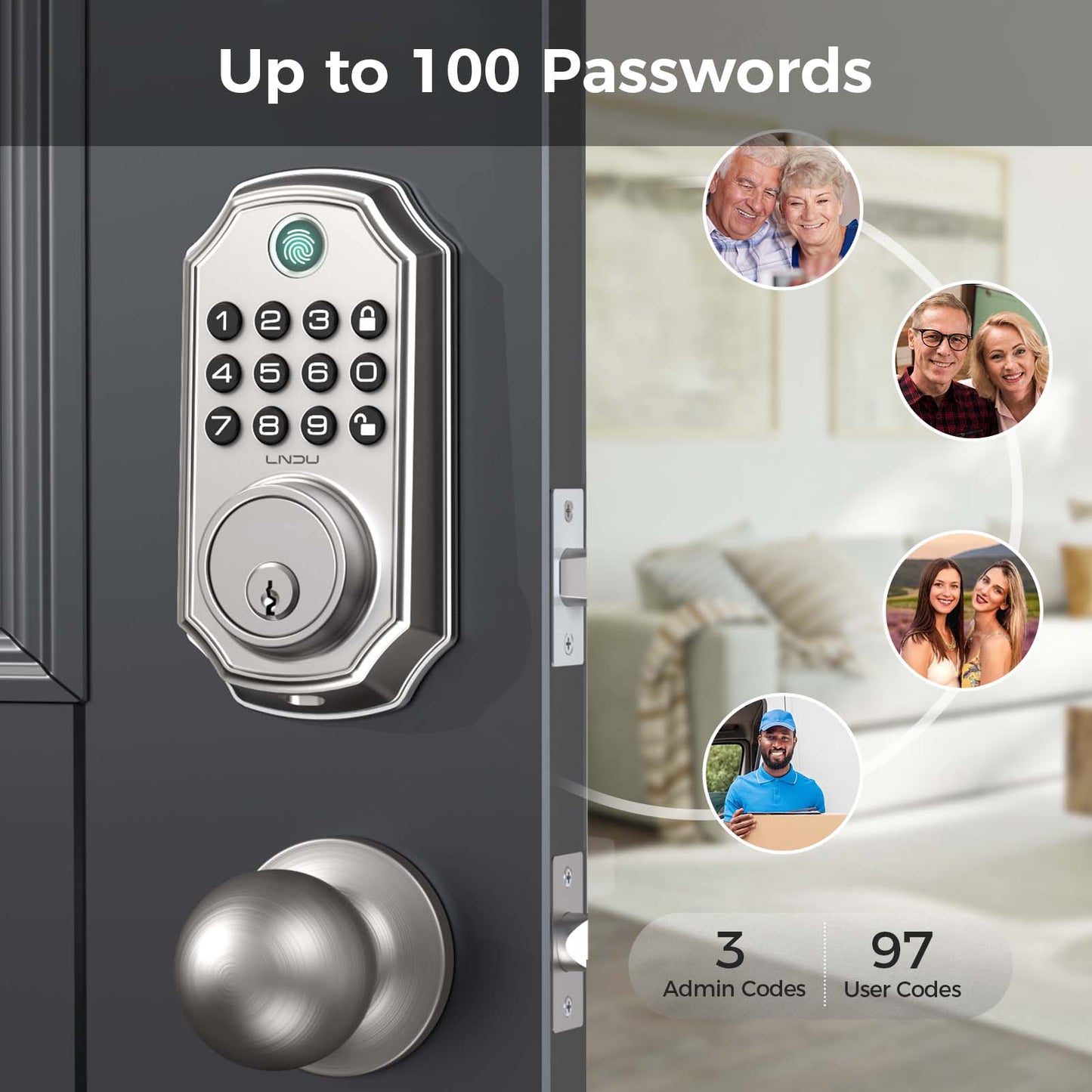 Keyless Entry Door Lock with Handle, App Control Front Door Lock Set with Keypad and Auto Lock