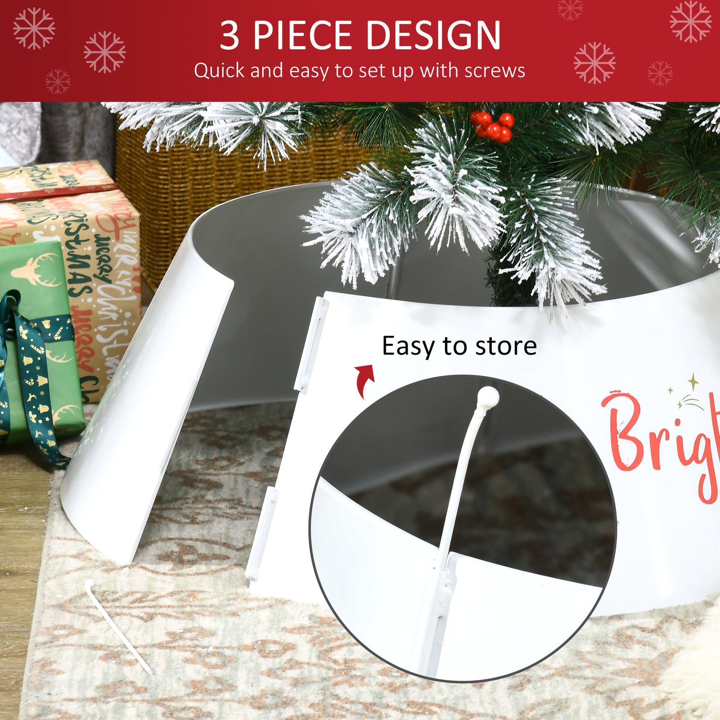 Christmas Tree Collar - Cream White Steel Decoration, 26"