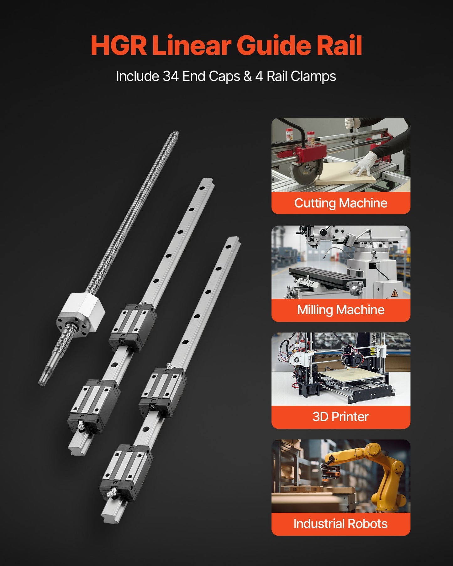 Linear Rail Guide Kit 600mm for CNC Machines & 3D Printers - Includes Ball Screw & Blocks