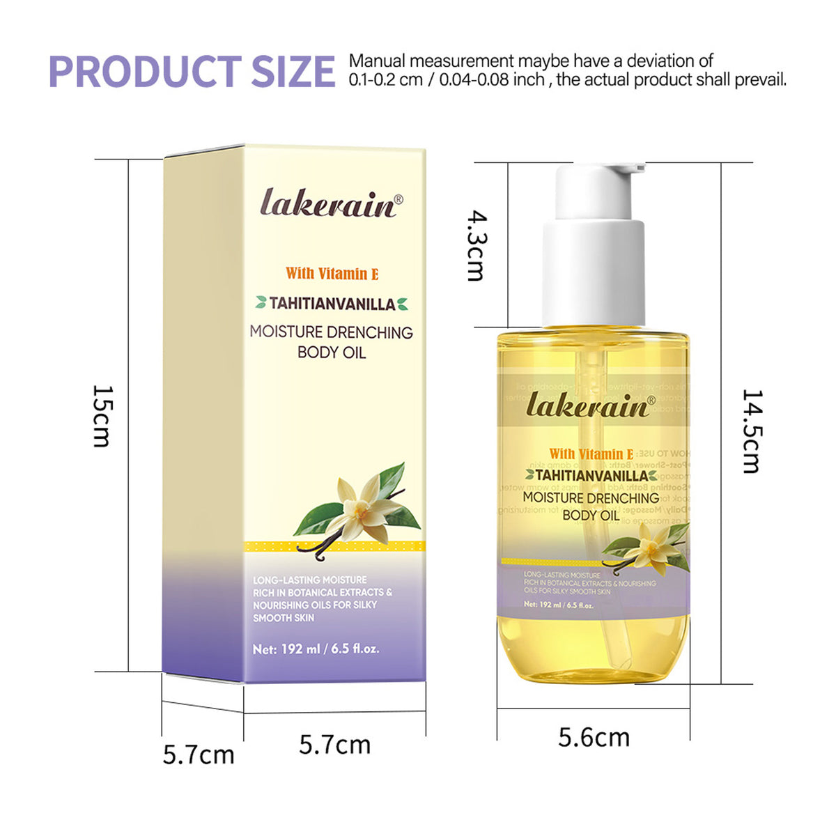 Vanilla Body Oil Moisturizer Nourishing Skin Oil 192ml