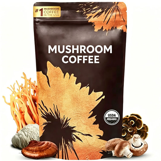 Organic Mushroom Instant Coffee with 6 Adaptogenic Mushrooms - 30 Servings