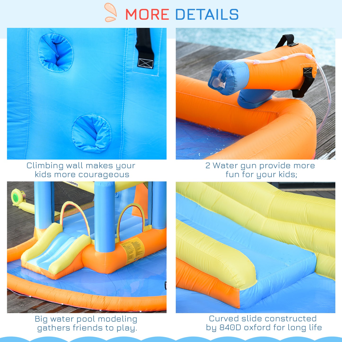 Kids 5-in-1 Inflatable Water Slide Bounce House with Pool