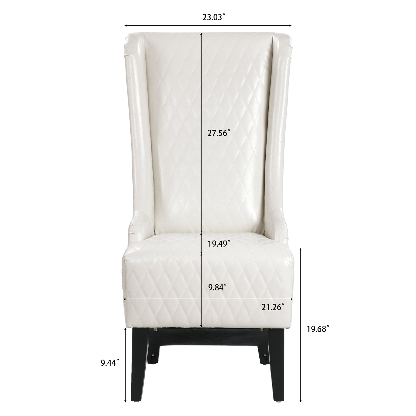 High-Back Faux Leather Accent Chair - White Wingback Design