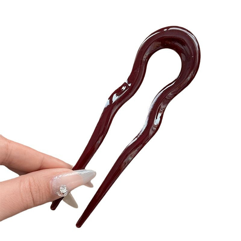 Acrylic Women's Hairpin Back Updo Pin Geometric Retro Style Hair Accessory