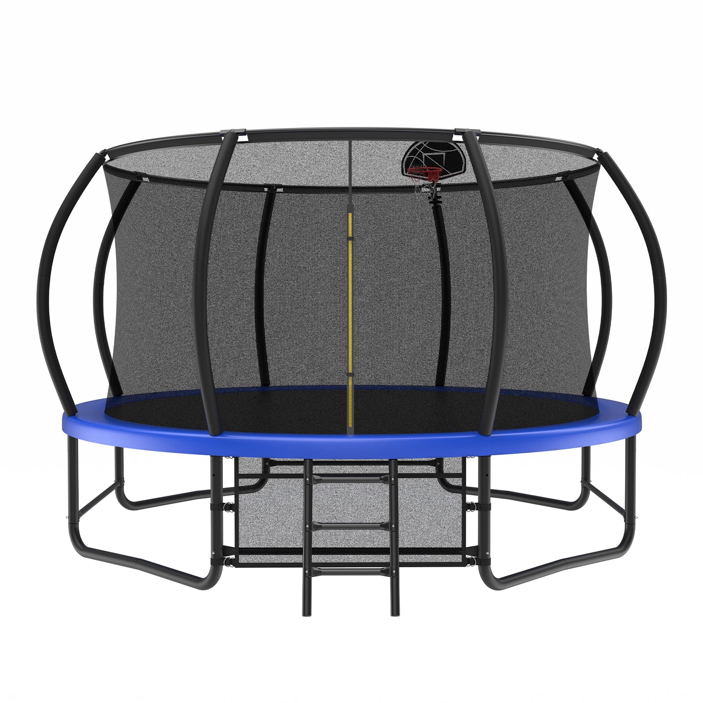 14FT Outdoor Trampoline with Enclosure, Ladder & Anti-Rust Coating - Blue