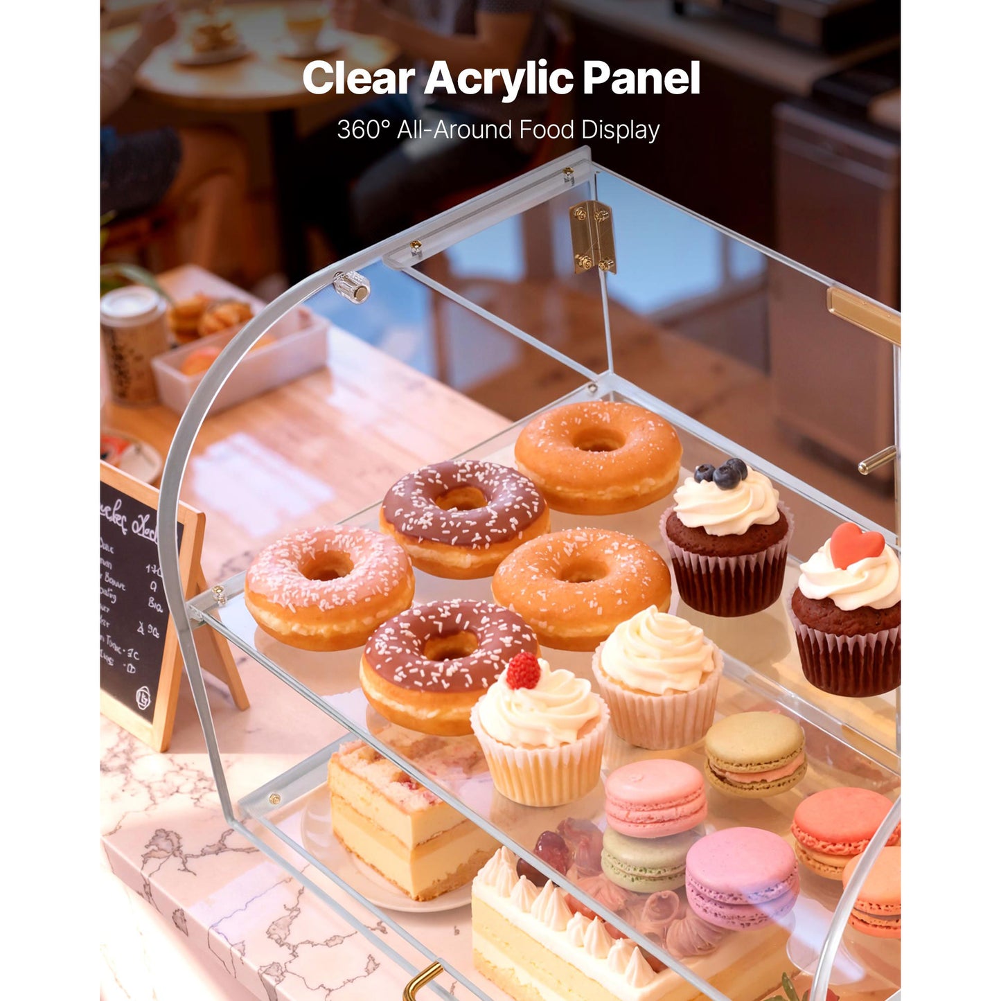 2-Tier Commercial Bakery Display Case - Clear Acrylic Pastry & Cake Counter for Kitchen & Party