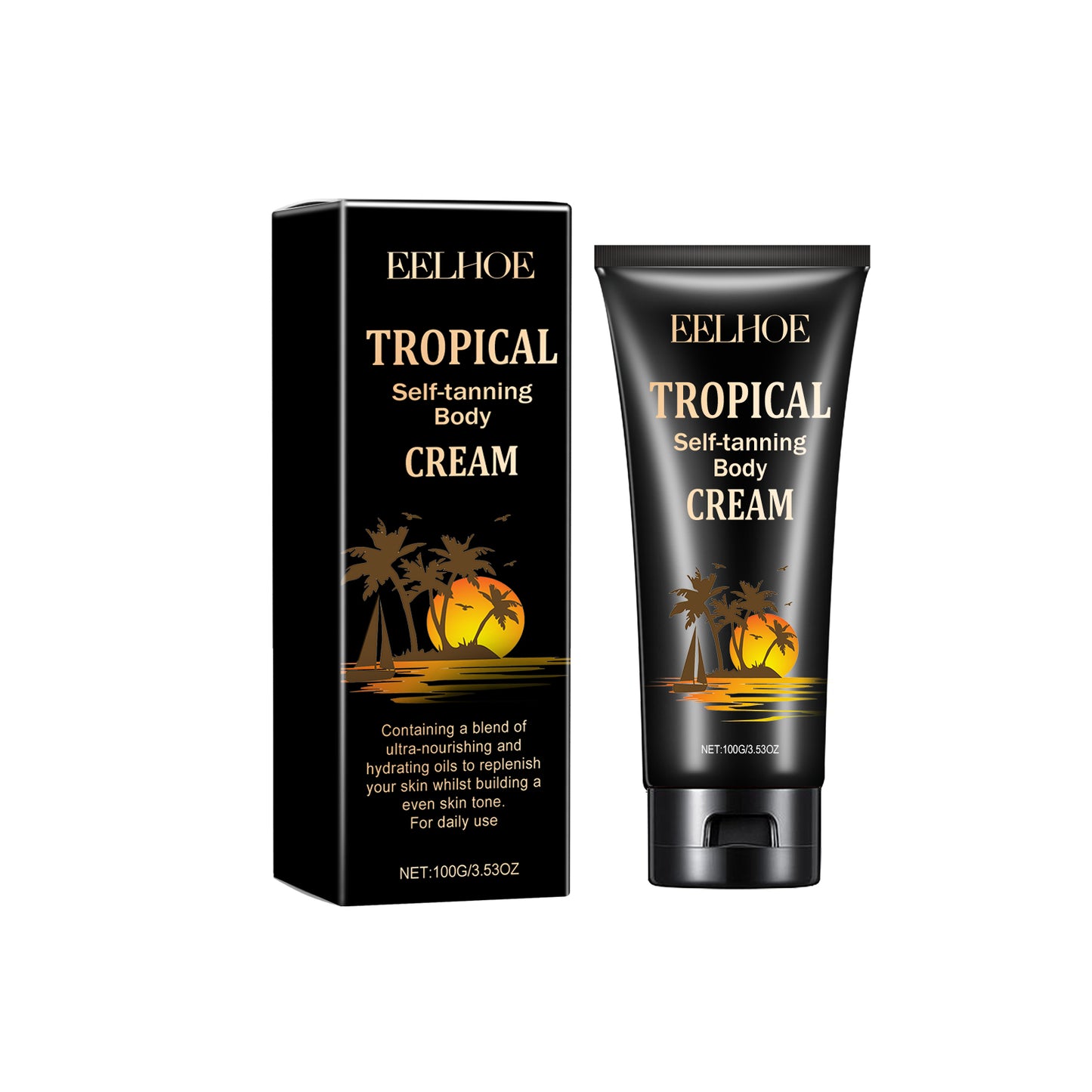 Tropical Self-Tanning Body Cream - Moisturizing Sunless Tanner for Glowing Skin