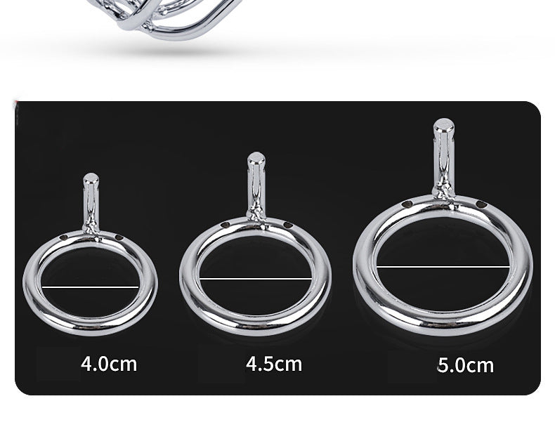 Red Metal Male Chastity Lock Belt Device - Full Set with Ring Sizes 40cm, 45cm, 50cm