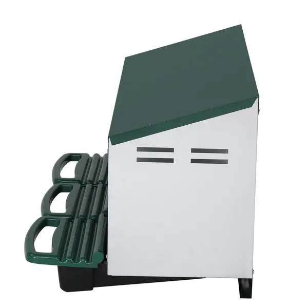 3-Compartment Chicken Nesting Box with Plastic Egg Tray - Green