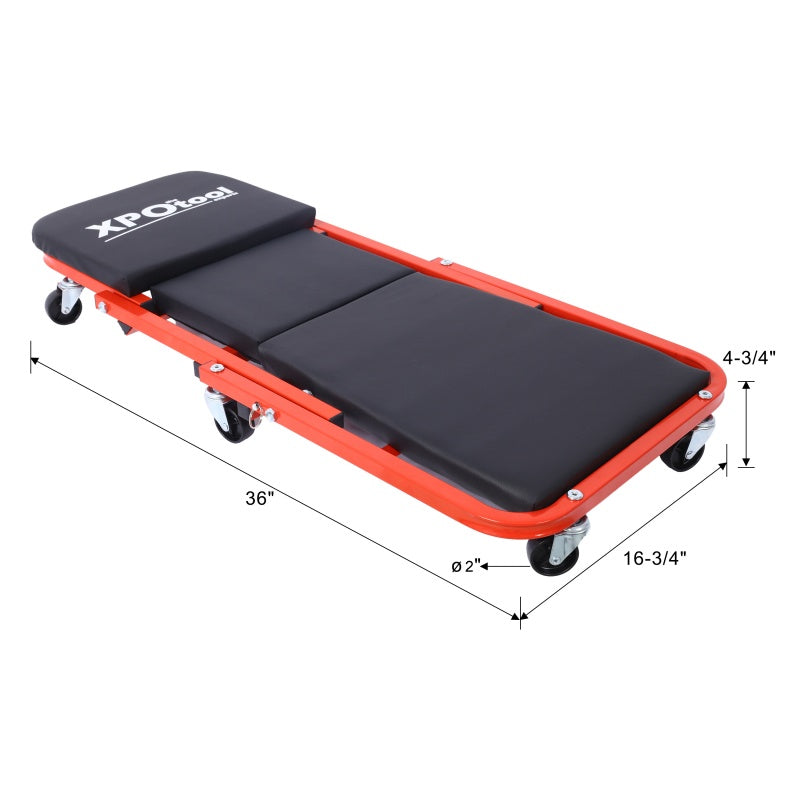 36-Inch Mechanic Creeper Seat - 2-in-1 Garage Tool, Supports 300 Lb, Red