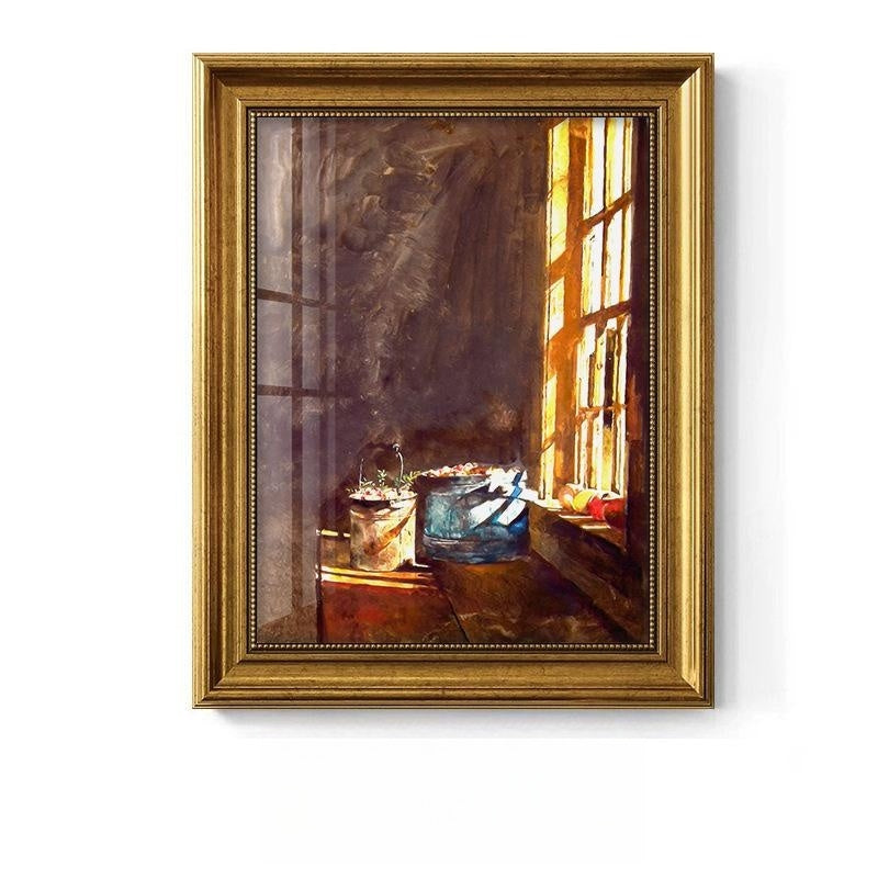 European American Style Decorative Oil Painting with Gold Frame - Landscape or Character