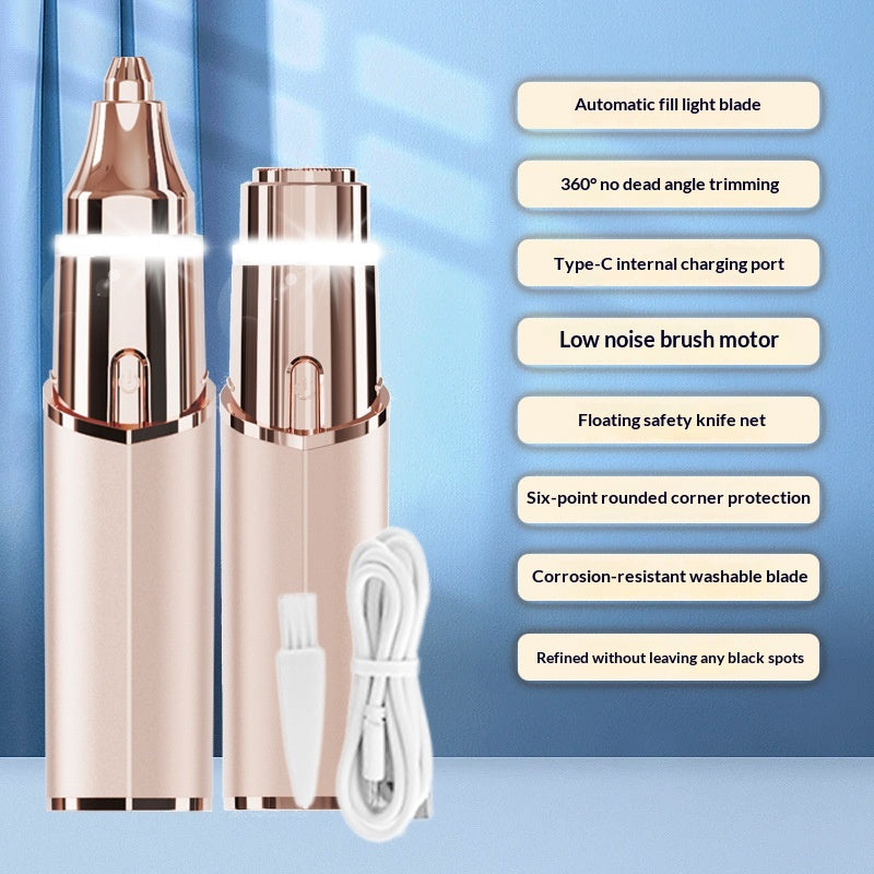 2-in-1 Electric Eyebrow Trimmer Lady Shaver for Full Body Grooming