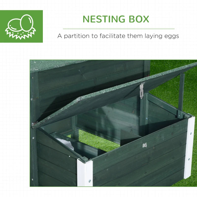 Wooden Chicken Coop with Run and Nesting Box - Outdoor Hen House, Green