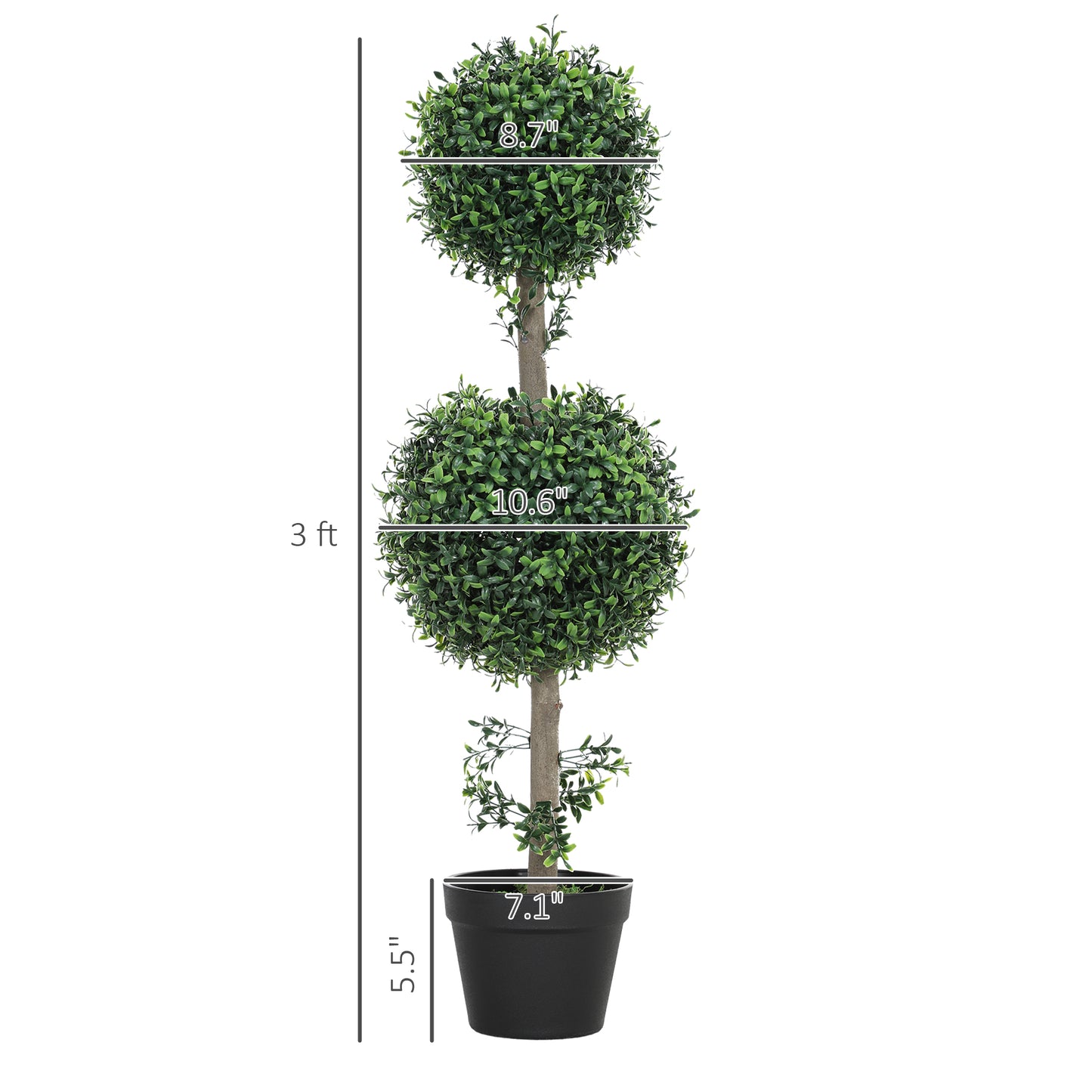 Set of 2 Boxwood Topiary Trees - UV-Protected Artificial Plants
