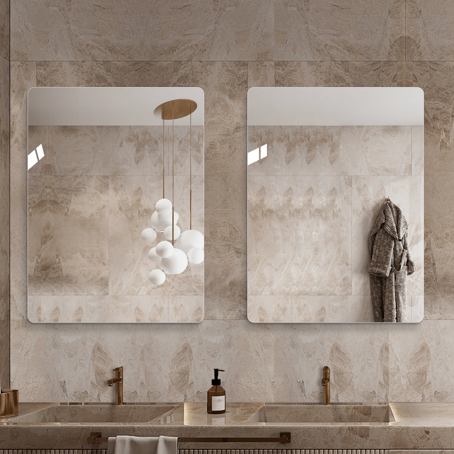 Modern Frameless Bathroom Mirror - 36 x 30 Inch Rectangular
