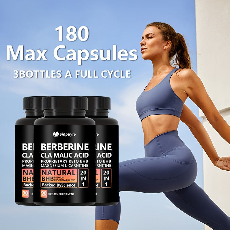 Berberine 20-in-1 Keto BHB Supplement with CLA & L-Carnitine - 90 Capsules