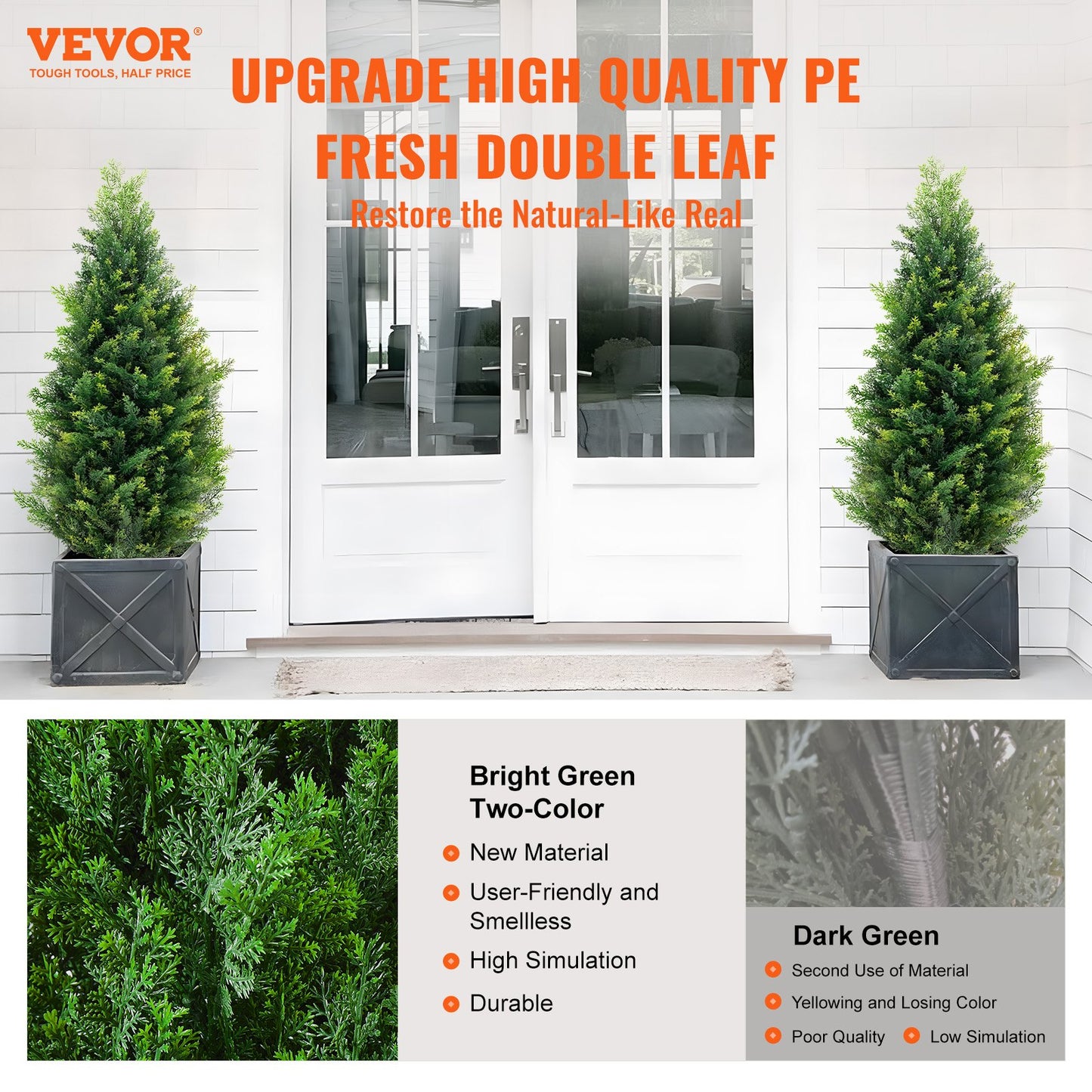 Artificial Cedar Topiary Tree 3ft UV-Resistant Outdoor Indoor Decor 2 Pack - Green