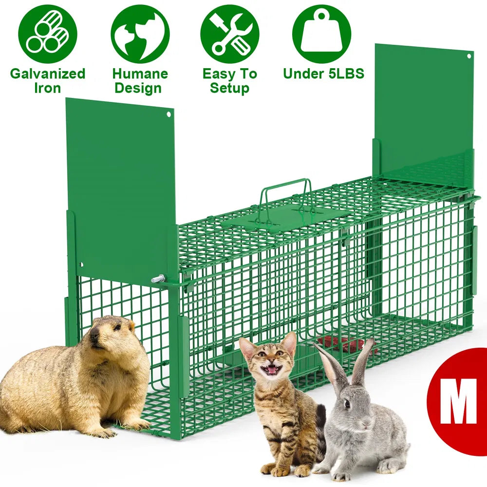 Humane Live Animal Cage Trap for Raccoons, Opossums & More