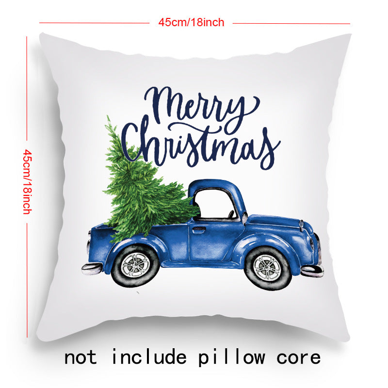 Holiday Cartoon Santa Claus Elk Pillow Cover 45x45cm Sofa Cushion Decor