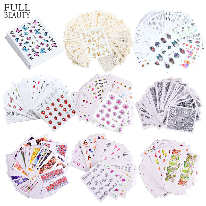 Colorful Butterfly Fruit Lace Nail Watermark Stickers - Assorted Designs