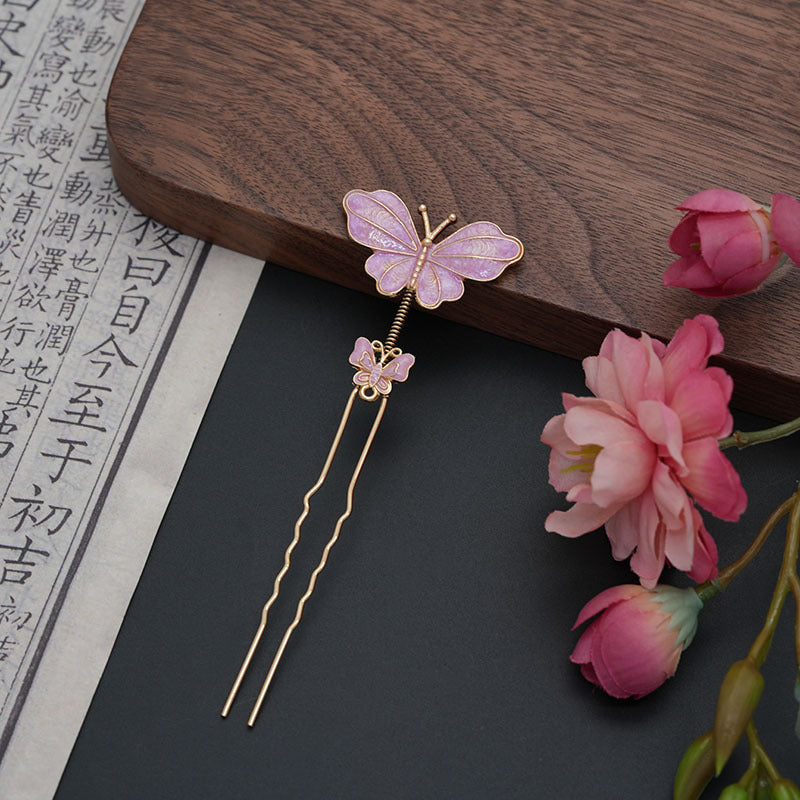 Women's Versatile Hair Accessory with Butterfly Design - Retro Hairpin or Headband
