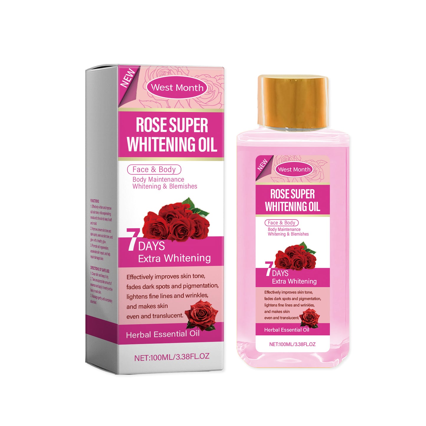 Rose Body Oil for Hydration & Skin Brightening - 100ml Moisturizing Treatment