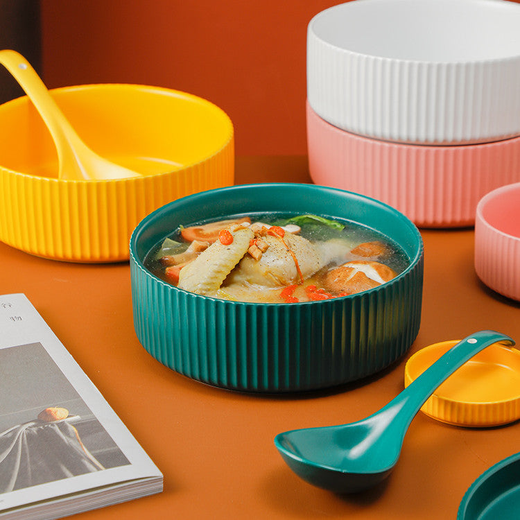 Ceramic Household Bowl Set - Food Safe, Solid Color, 6/8 Inch or Set