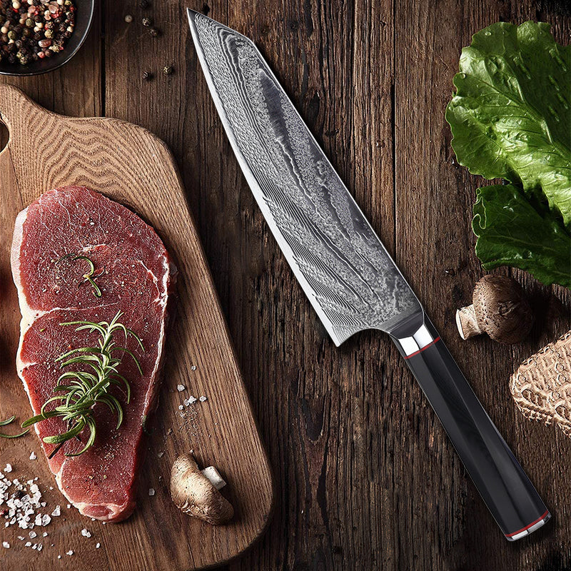 Japanese Imported Damascus Steel Kitchen Slicing Knife for Meat Cutting - Silver