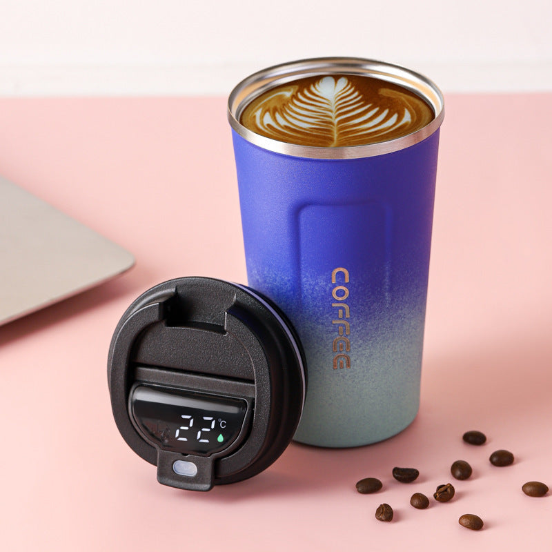 Stainless Steel Double-Layer Vacuum Coffee Cup with Straw - Outdoor & Travel