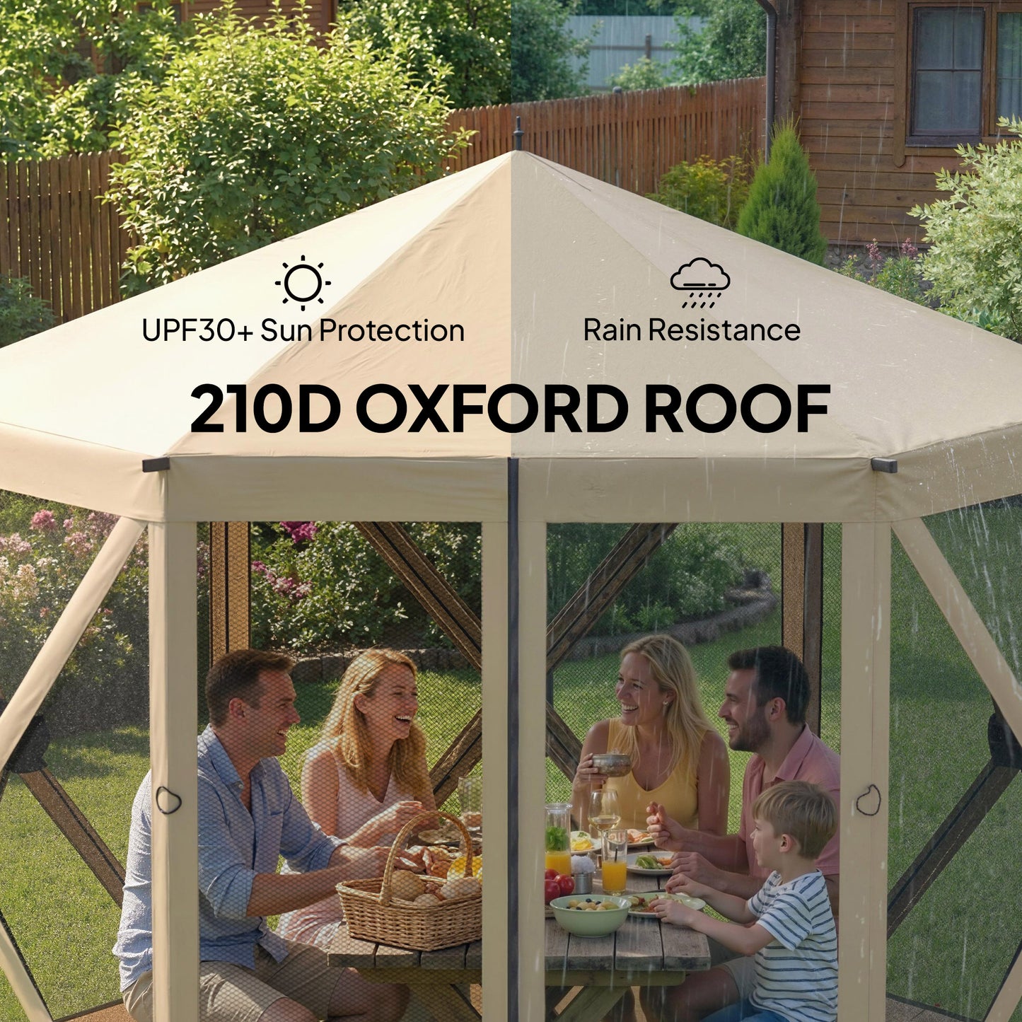 10x11 ft Pop Up Gazebo Screen Tent with Carry Bag - Beige